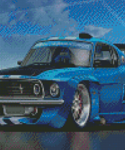 Blue Classic Ford Mustang Art Diamond Painting