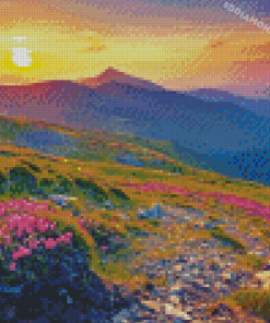 Carpathian Mountains Range At Sunset Diamond Painting