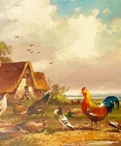Chickens And Pigeons Birds Diamond Painting