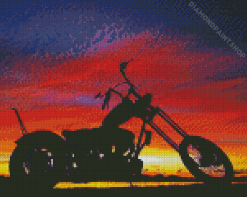 Chopper Bike Sunset Diamond Painting