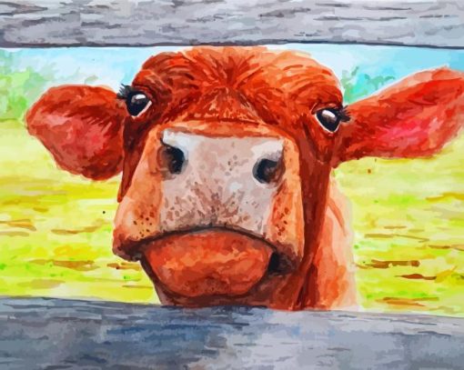 Cute Baby Brown Cow Diamond Painting