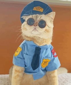 Cute Cat In Police Clothing Diamond Painting