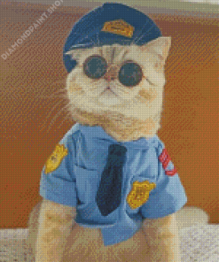 Cute Cat In Police Clothing Diamond Painting