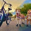Dogs With Bicycle Diamond Painting