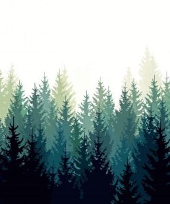 Evergreen Trees Illustration Diamond Painting