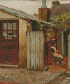 Girl With Bird At The King Street Bakery By Frederick McCubbin Diamond Painting
