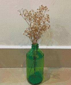 Gypsophila In Green Glass Vase Diamond Painting