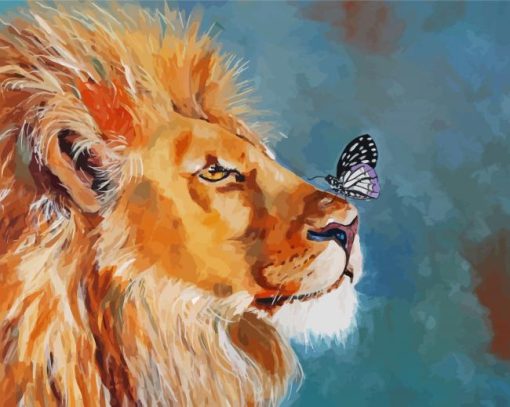 Lion With Butterfly Diamond Painting