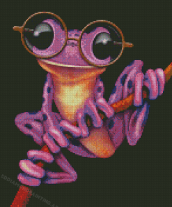 Purple Frog In Glasses Diamond Painting