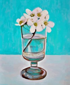White Flowers In Glass Vase Diamond Painting