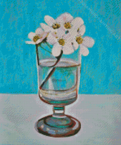 White Flowers In Glass Vase Diamond Painting