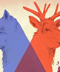 Wolf And Elk Diamond Painting