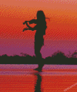 Beach Sunset Playing Violin Diamond Painting