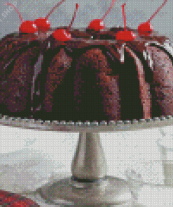 Black Cherry Chocolate Cake Diamond Painting