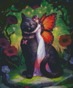 Black Cat With Butterfly Fairy James Ryman Diamond Painting