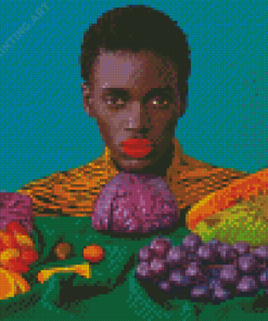 Black Woman With Fruits Diamond Painting