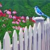 Blue Bird On White Picket Fence Diamond Painting