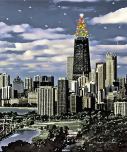 Chicago Christmas Tree Diamond Painting