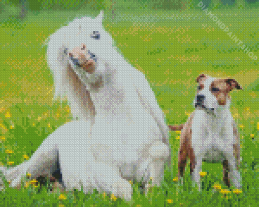 Cute Dog And Horse Diamond Painting