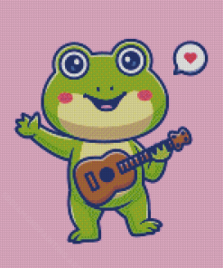 Cute Baby Frog With Guitar Diamond Painting