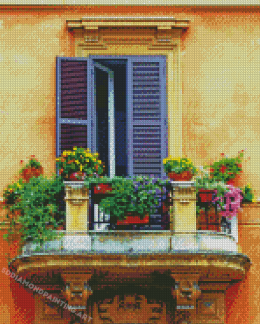 Flower Balcony Italy Diamond Painting