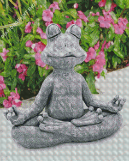 Grey Yoga Frog Diamond Painting