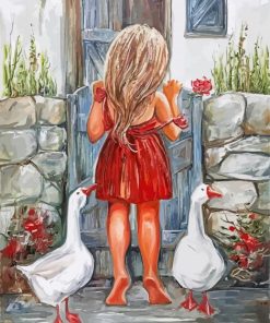 Little Girl With White Birds Suzanne Etienne Diamond Painting