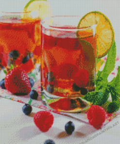 Tea And Berries Glasses Diamond Painting
