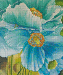 Abstract Blue Poppies Diamond Painting