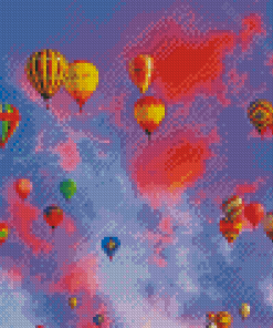 Balloon Fiesta With Pink Clouds View Diamond Painting