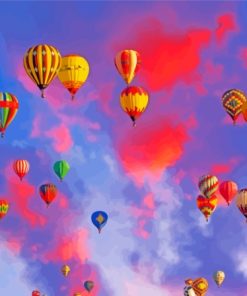 Balloon Fiesta With Pink Clouds View Diamond Painting