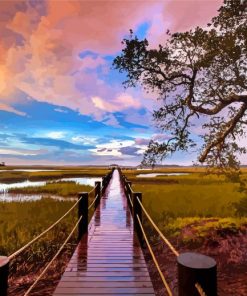 Boardwalk To A Marsh Diamond Painting