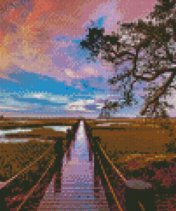 Boardwalk To A Marsh Diamond Painting