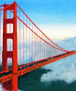 California Golden Gate Bridge In Fog Diamond Painting