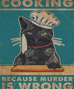 Cat Cooking Quote Diamond Painting
