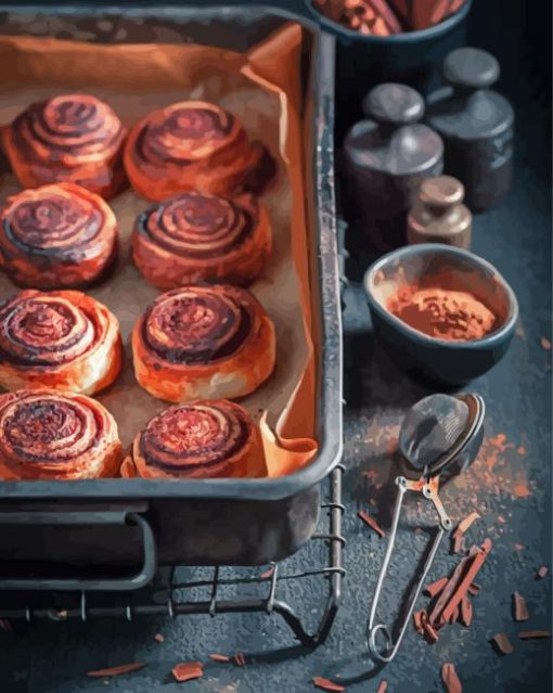 Cinnamon Roll With Cacao Powder Diamond Painting