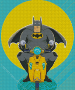 Fat Batman On Motorcycle Diamond Painting