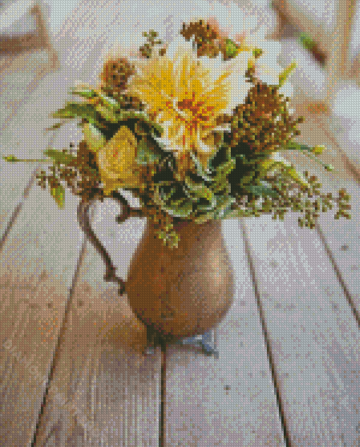 Flowers In Rustic Vase Diamond Painting