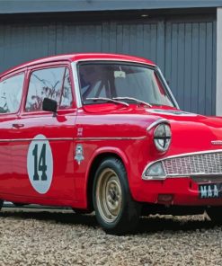 Ford Anglia Red Car Diamond Painting