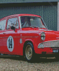 Ford Anglia Red Car Diamond Painting