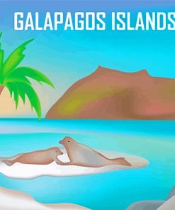 Galapagos Island Poster Art Diamond Painting