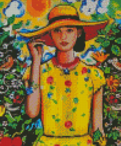 Girl In Yellow Hat Diamond Painting