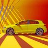 Golf 8 VW Yellow Sport Car Diamond Painting