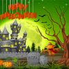 Halloween Castle With Scarecrow Diamond Painting