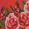 Pink Roses With Butterfly Diamond Painting