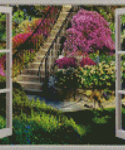 The Garden Window View Diamond Painting