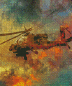 War Helicopter Diamond Painting