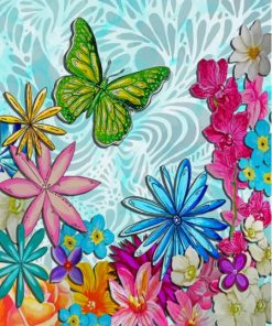 Whimsical Butterfly And Flowers Diamond Painting
