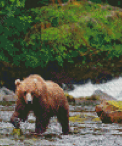 Aesthetic Bear By Stream Diamond Painting