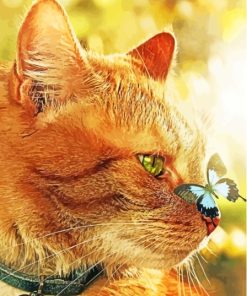 Aesthetic Cat With Butterfly On Nose Diamond Painting